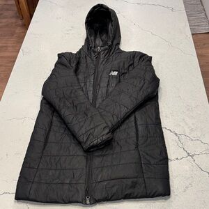 New Balance Black Hooded Puffer Jacket